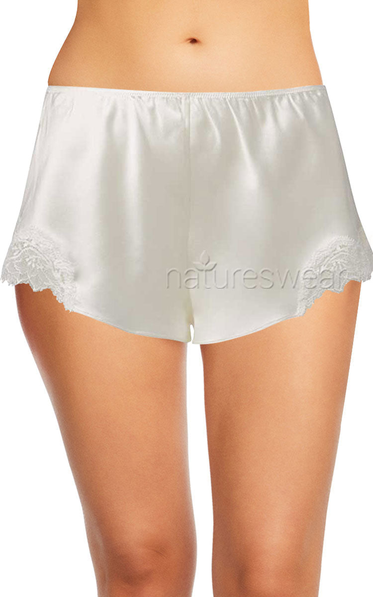 Sainted Sisters 100% Silk French Knickers with Lace in Ivory