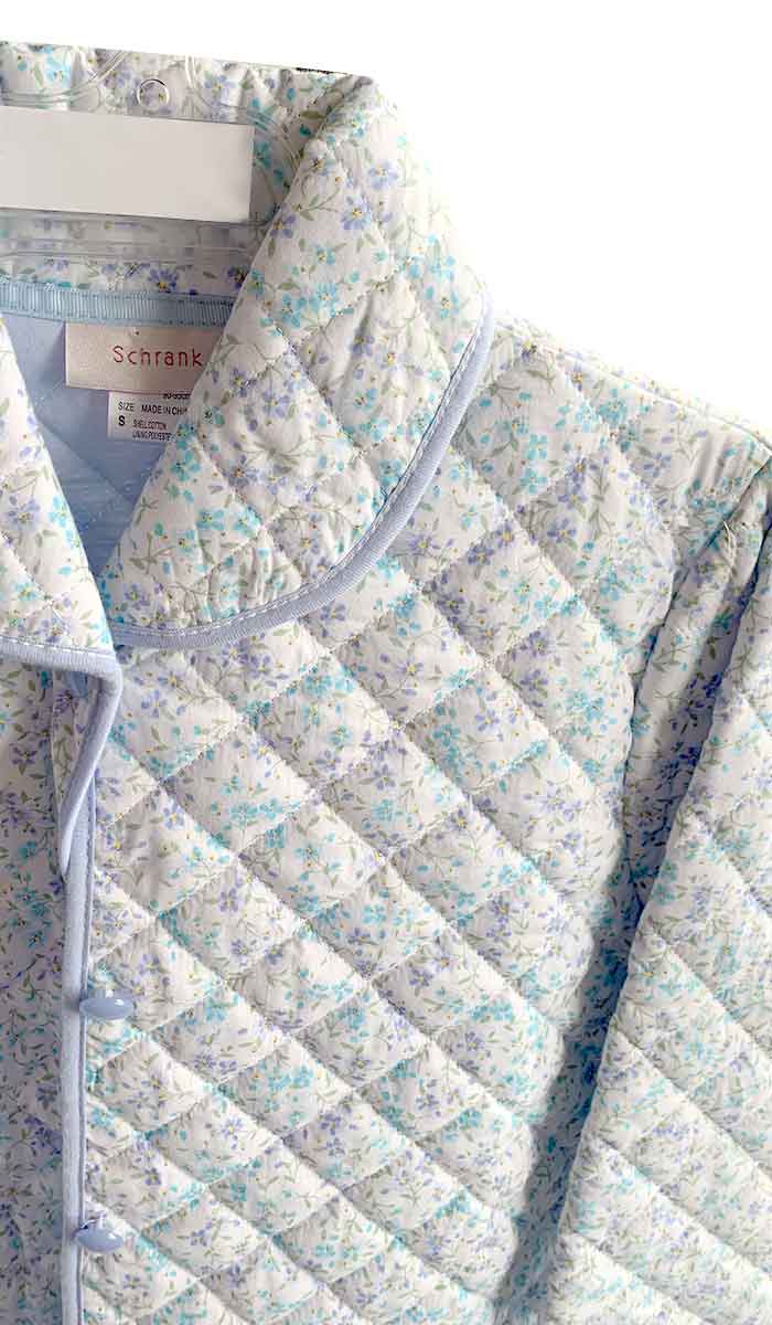 Schrank 100% Cotton Quilted Bed Jacket in Blue Floral Print Lola SK401