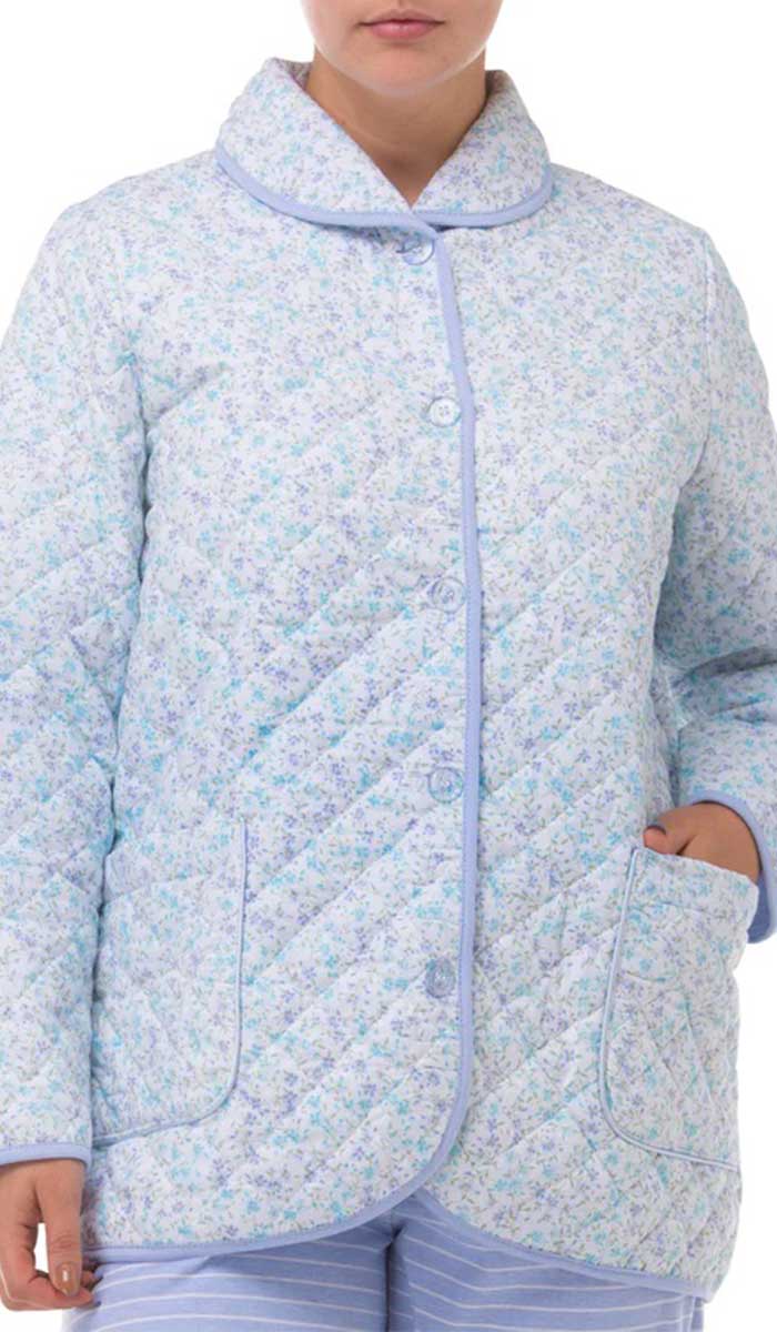 Schrank 100% Cotton Quilted Bed Jacket in Blue Floral Print Lola SK401