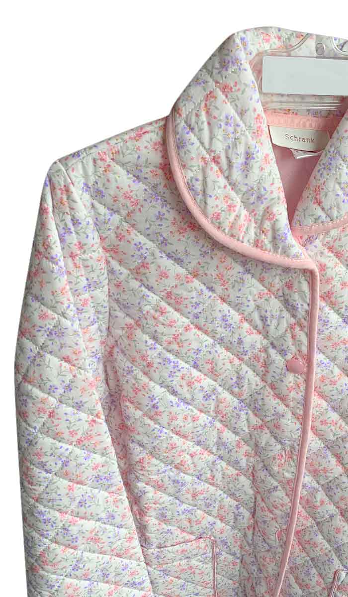 Schrank Lola Quilted Bed Jacket in Pink Floral Print SK401