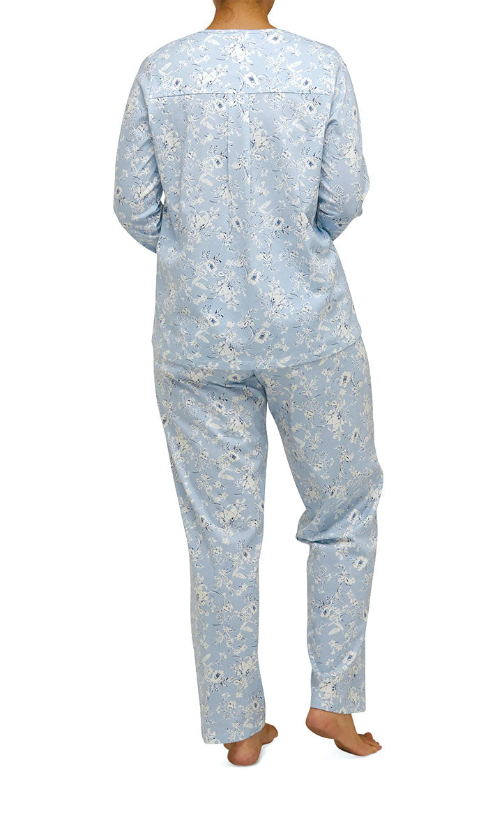 Schrank Shelley Long Sleeve Cotton Pyjama in Blue Floral winter pyjama for women Australia and New Zealand