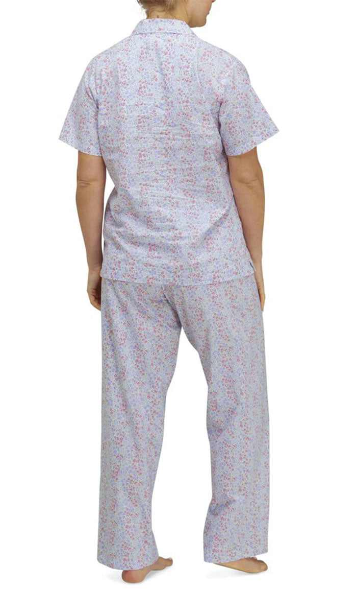 Schrank Short Sleeve and Long Pant Cotton Knit Pyjama in Blue Multicolour Floral Australia and New Zealand Womens cotton sleepwear pyjama