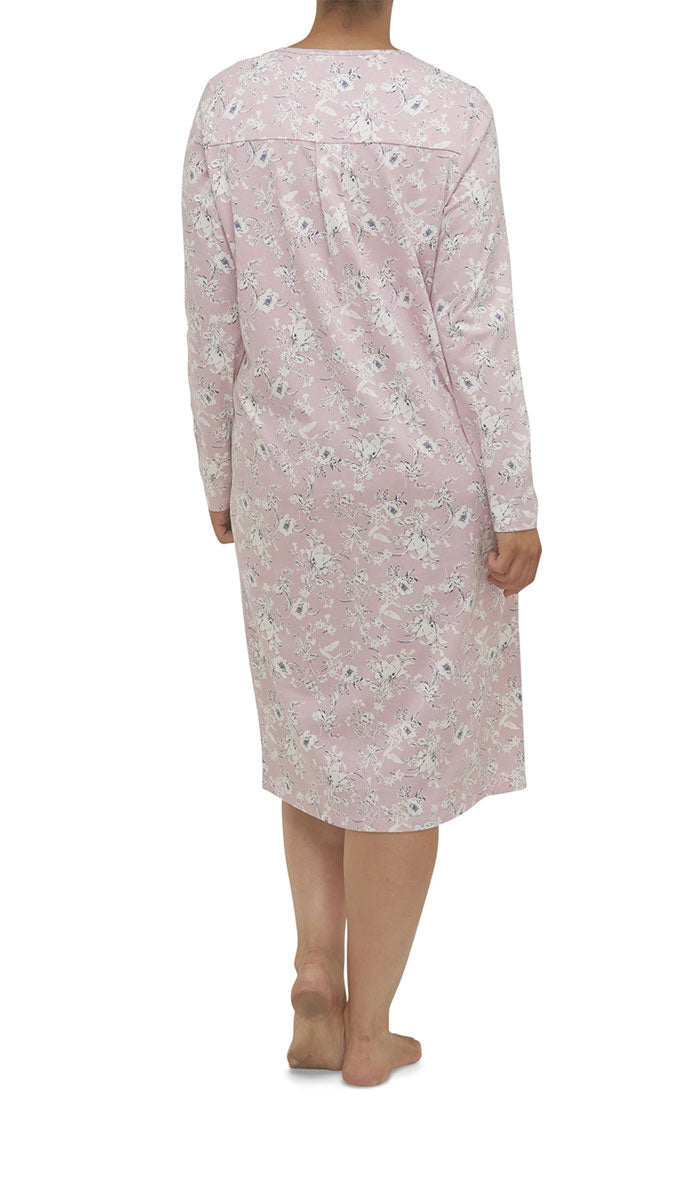 Schrank Shelley Long Sleeve Cotton Nightgown in Pink Floral Print